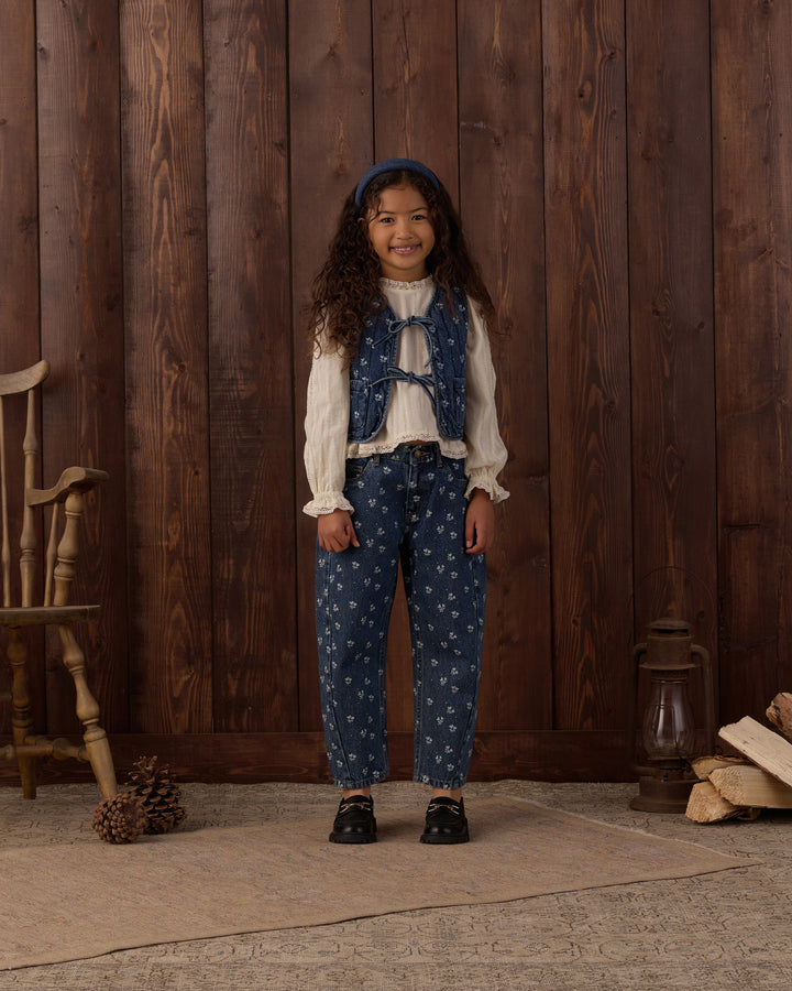 denim vest || heart ditsy