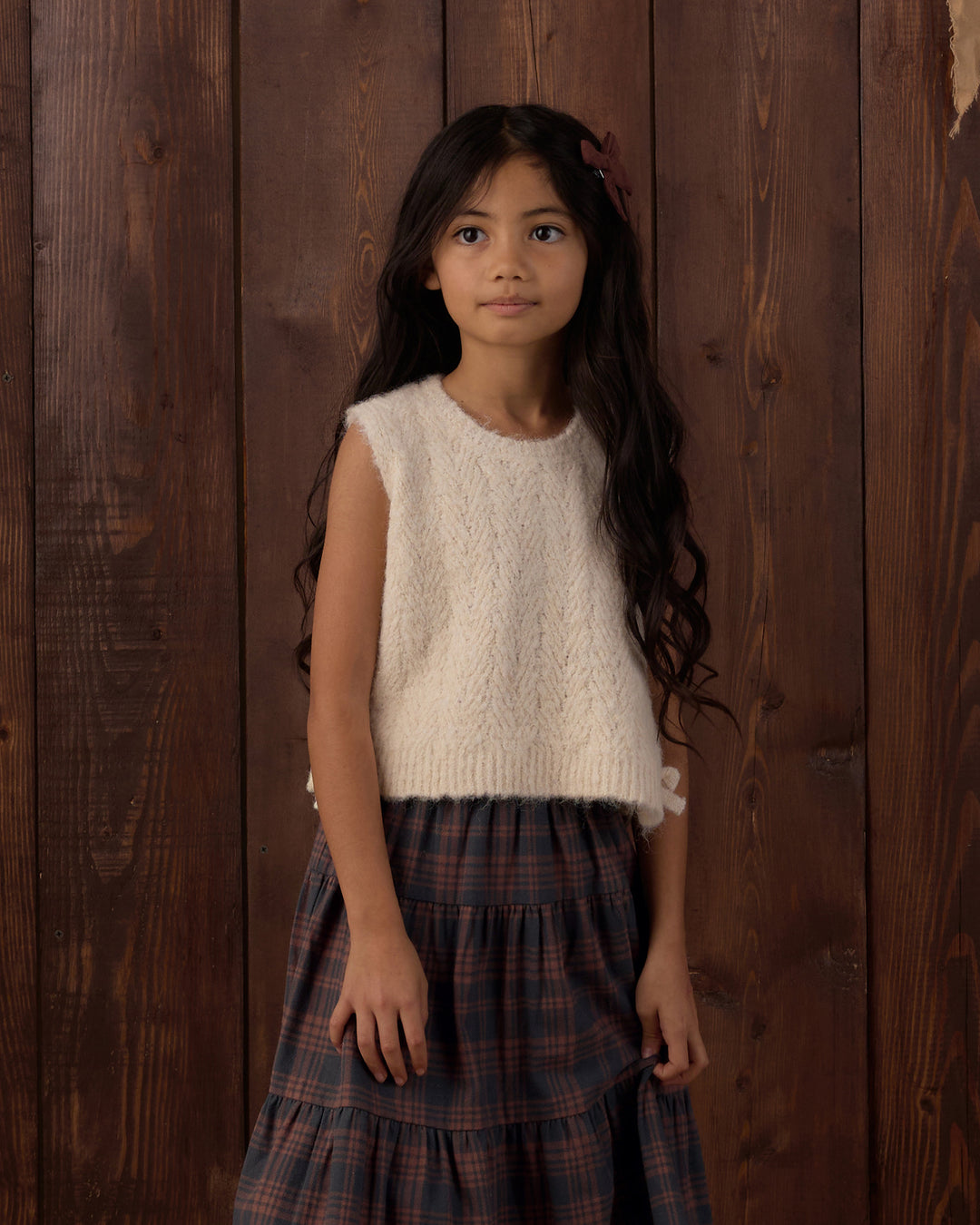 tiered midi skirt || midnight plaid
