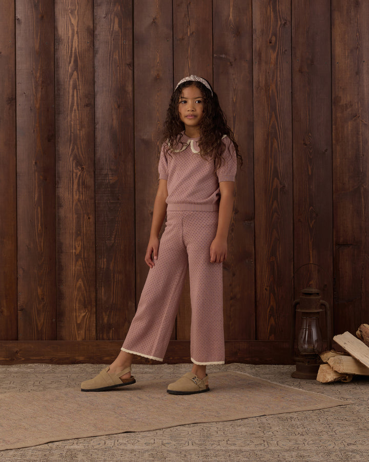 POINTELLE COLLARED TOP || ROSEWOOD