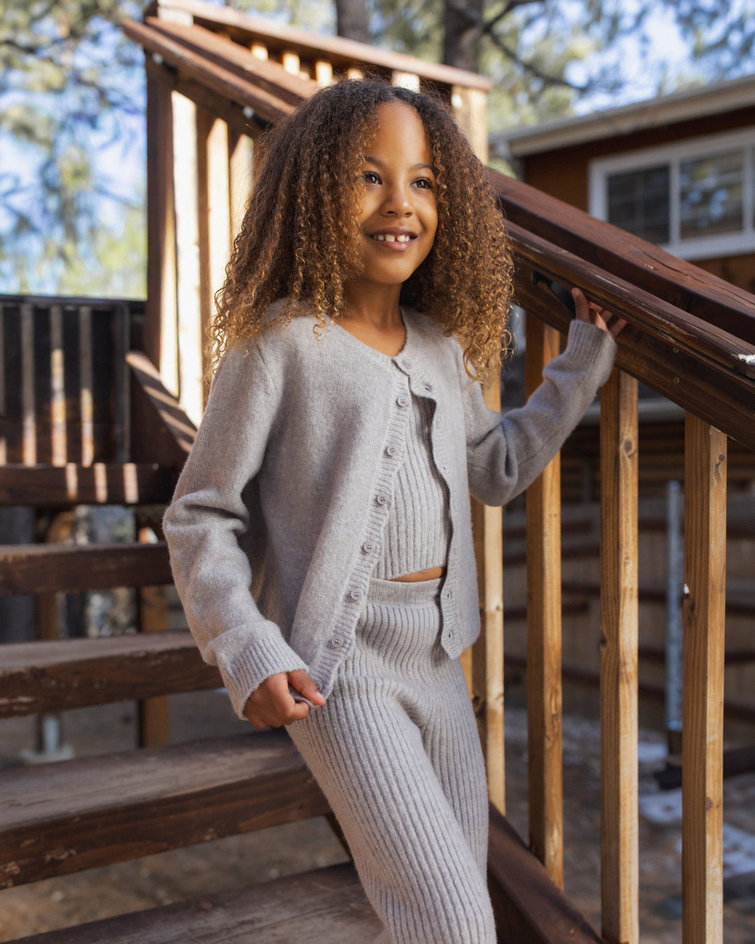 fuzzy knit lounge set || dusty blue