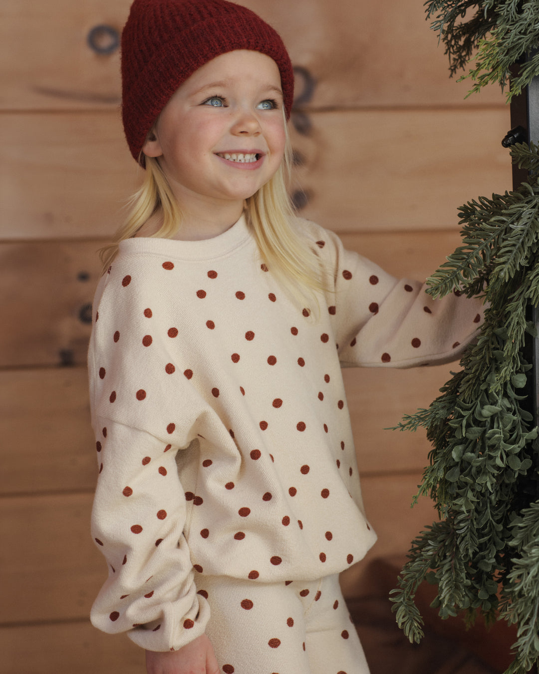 spongey knit set || ruby dots