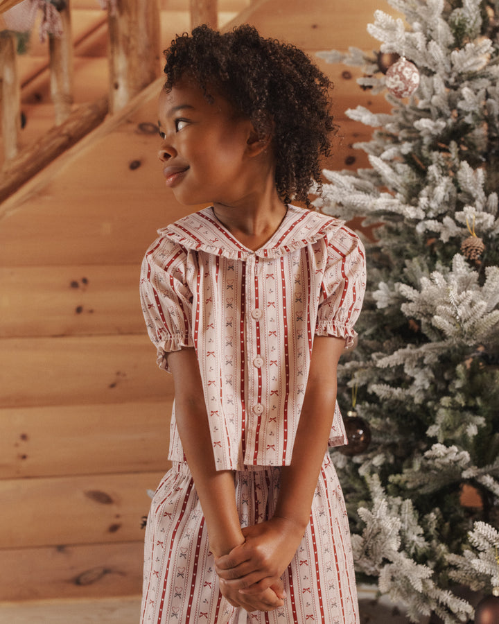 ruffle pajamas || candy cane lane