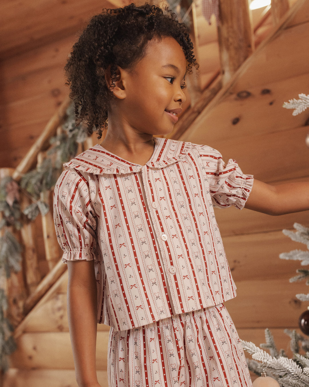 ruffle pajamas || candy cane lane