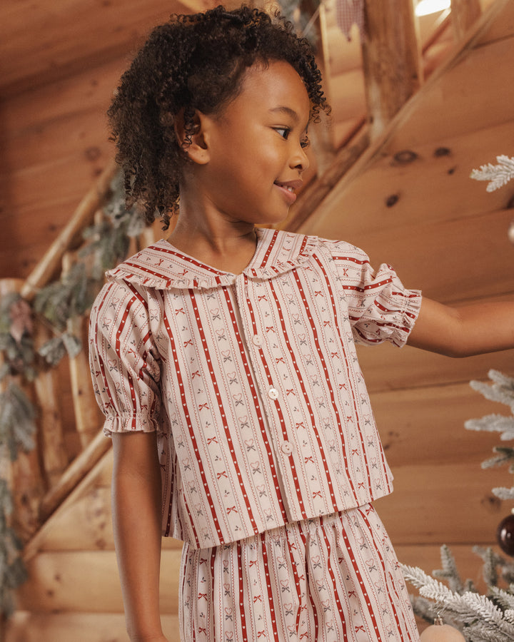 ruffle pajamas || candy cane lane