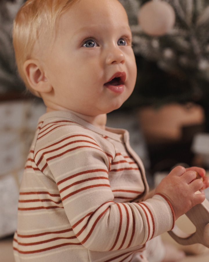 organic long john pajamas || holiday stripe