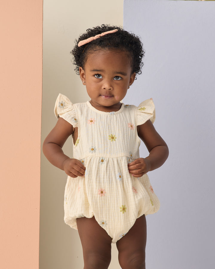 AMELIA ROMPER || EMBROIDERED DAISIES
