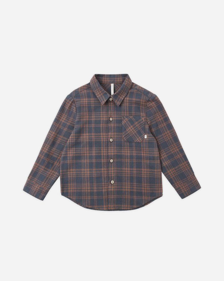 COLLARED LONG SLEEVE SHIRT || MIDNIGHT PLAID