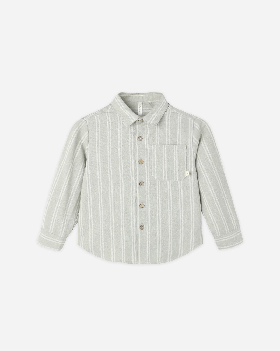 COLLARED LONG SLEEVE SHIRT || SAGE PINSTRIPE
