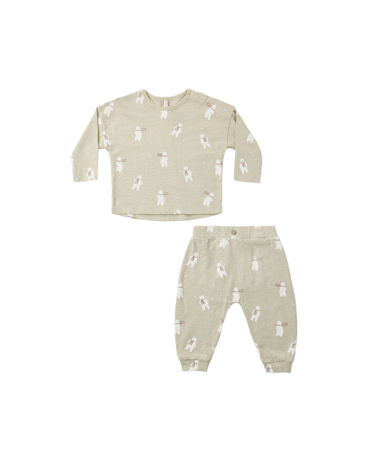 long sleeve tee + pant set || polar bears