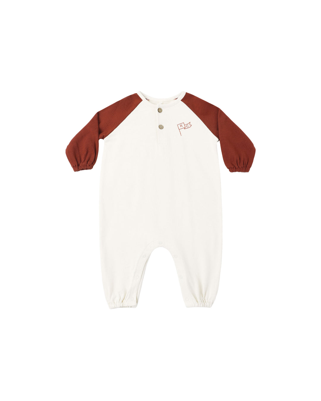 henley jumpsuit || brick color block