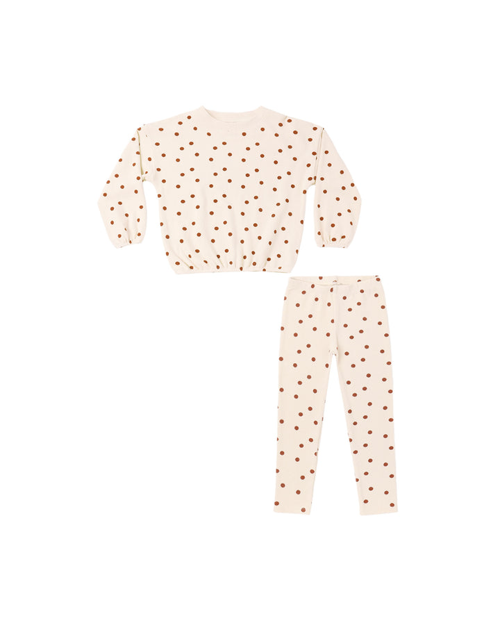 spongey knit set || ruby dots