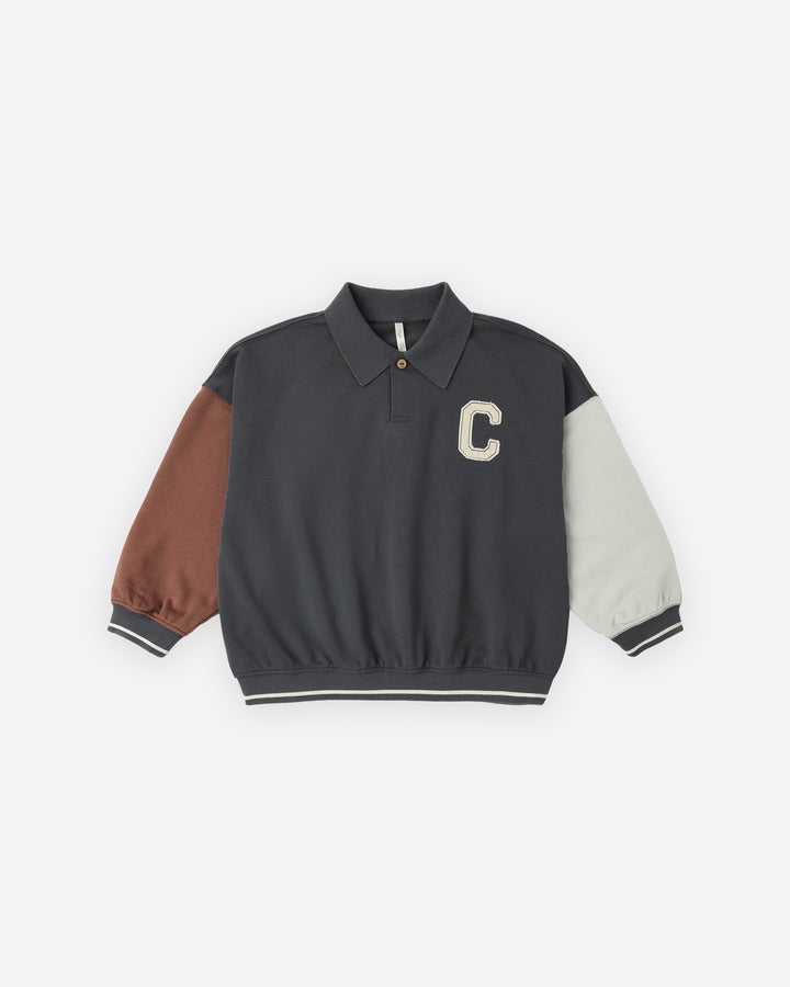 collared sweatshirt || color block