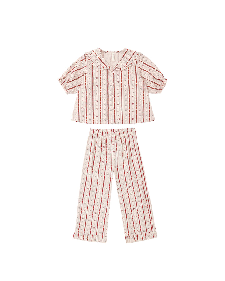 ruffle pajamas || candy cane lane