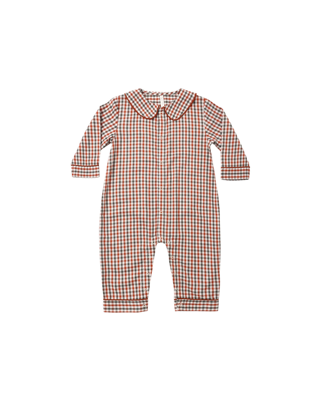 baby pajama romper || holiday gingham