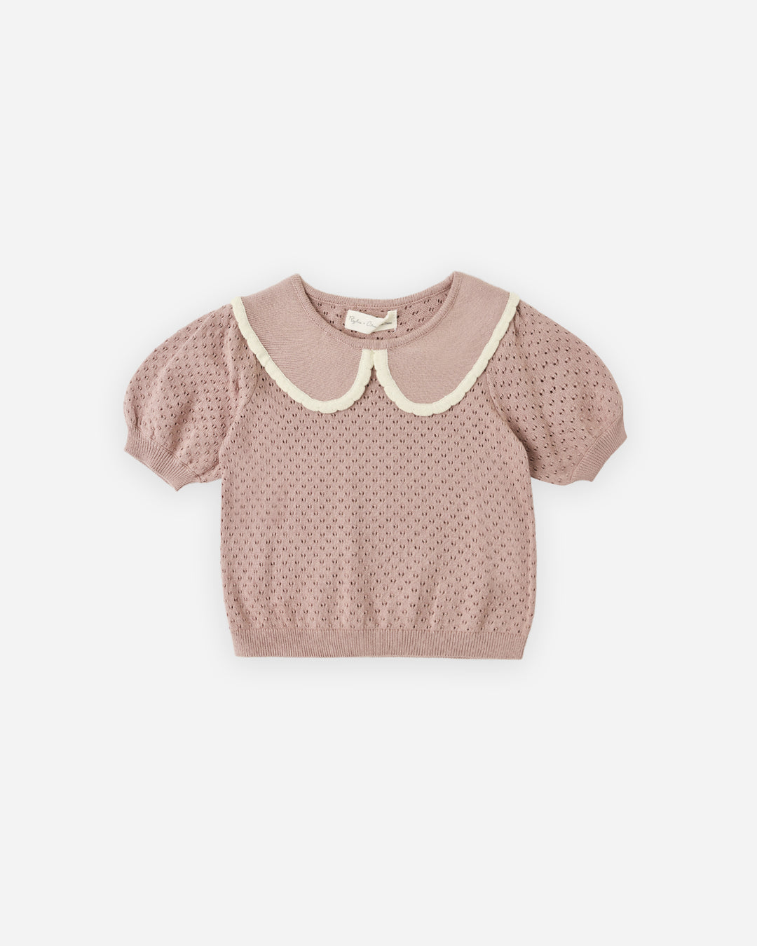 POINTELLE COLLARED TOP || ROSEWOOD