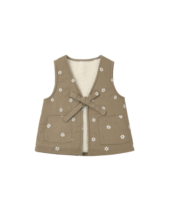 utility vest || embroidered daisies