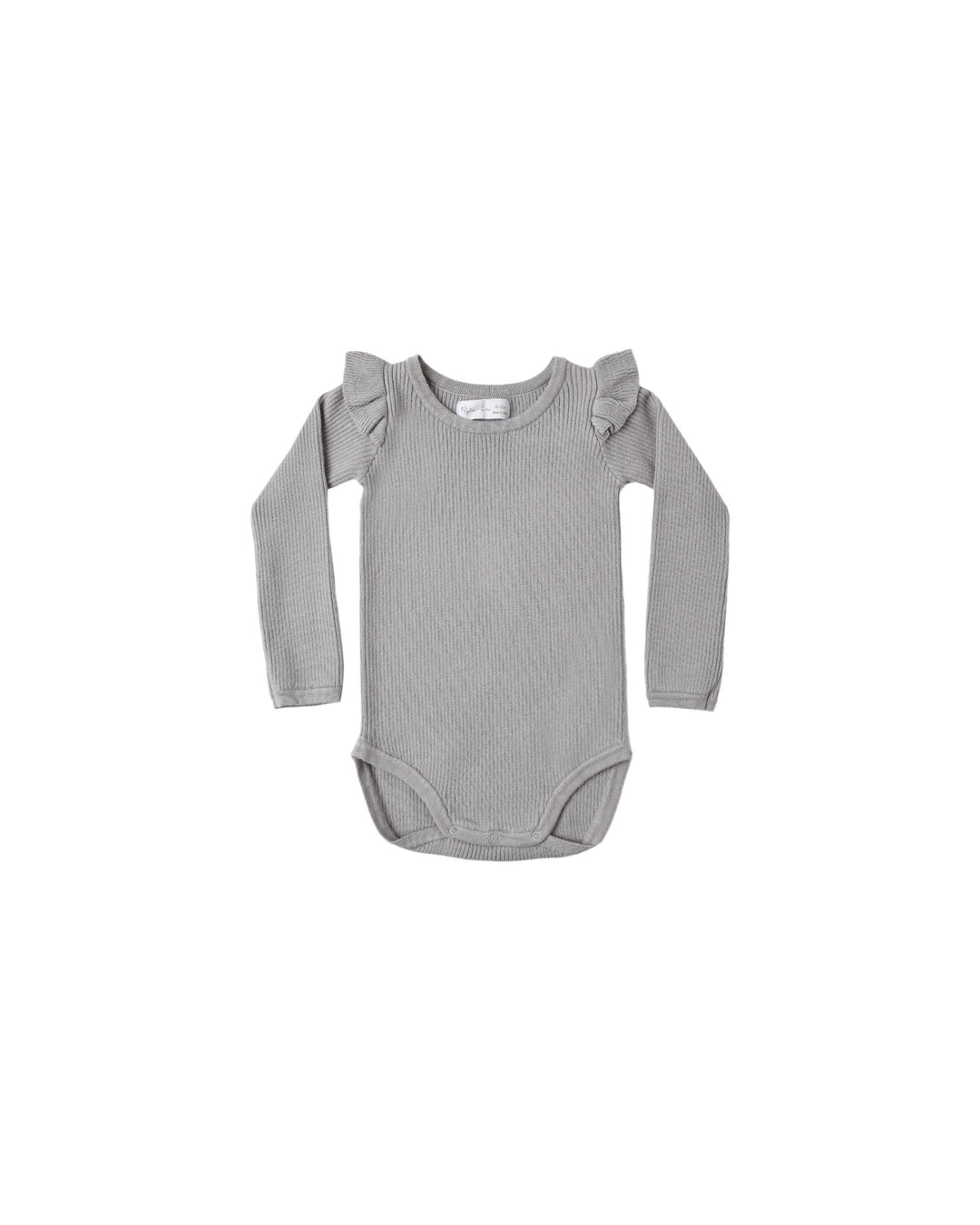 shoulder ruffle bodysuit || dusty blue