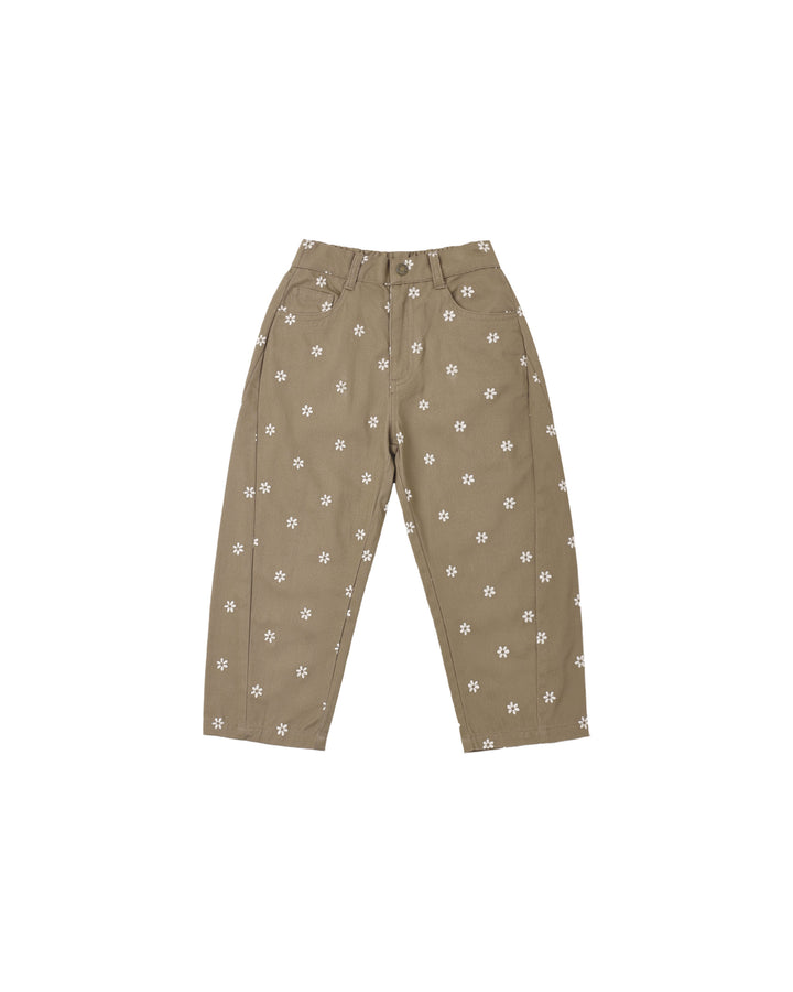 barrel pant || embroidered daisies