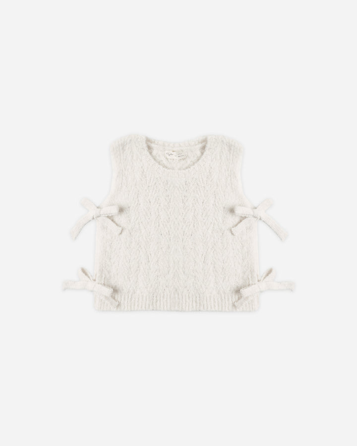 bow sweater vest || ivory