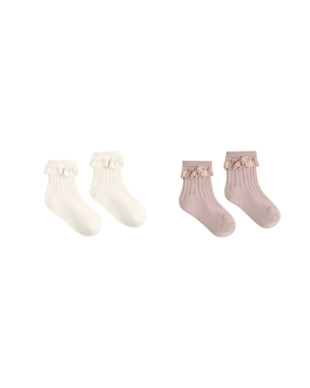 lace trim socks 2-pack || rosewood, natural