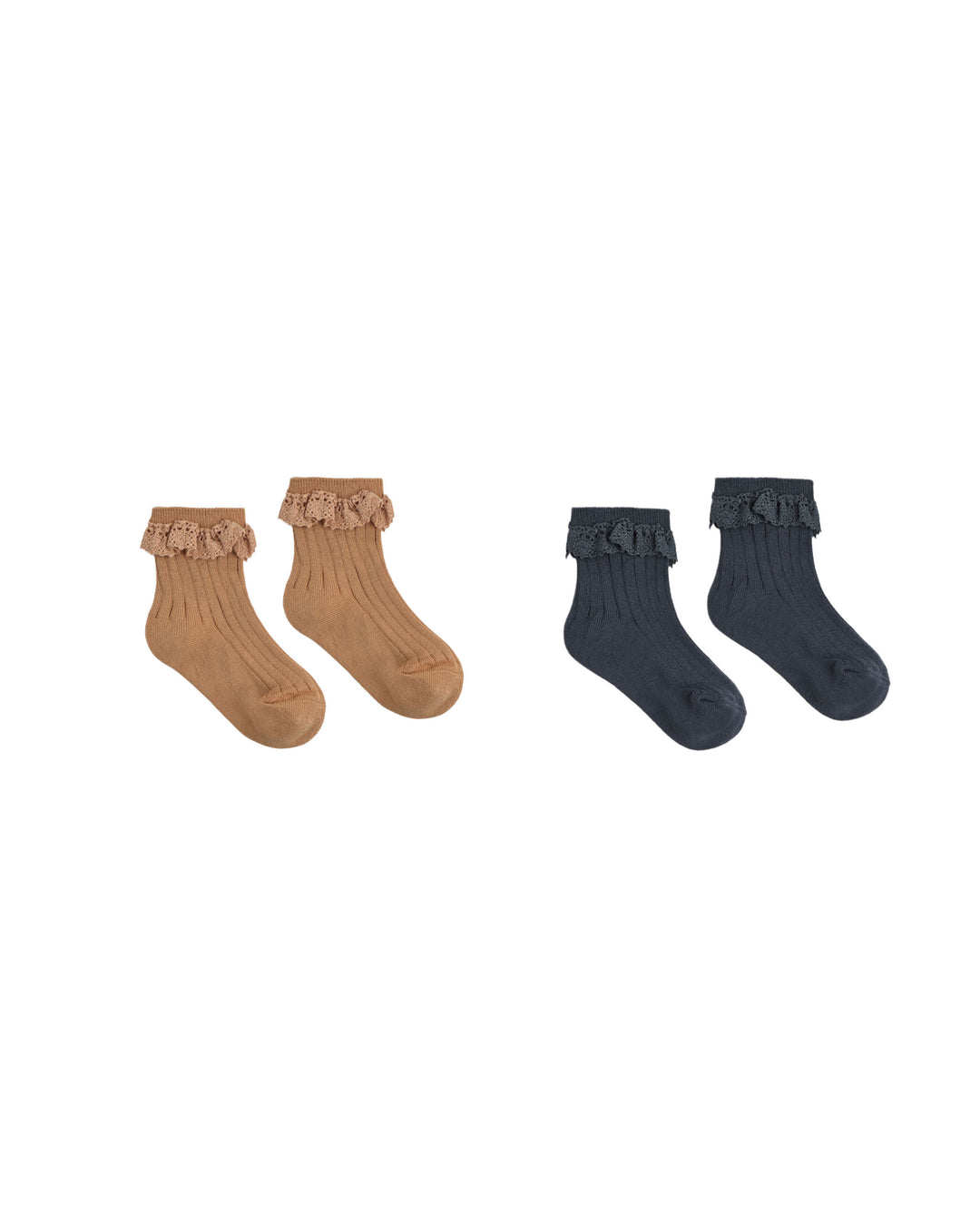lace trim socks 2-pack || fawn, midnight