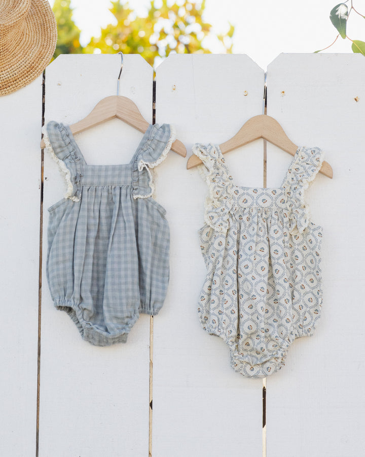 MAYA ROMPER || GREEN GINGHAM