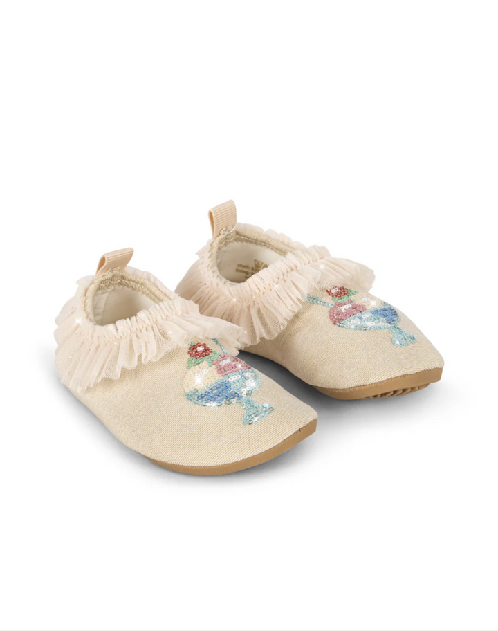 AMANDINE FRILL SWIM SHOES || ROSEWATER
