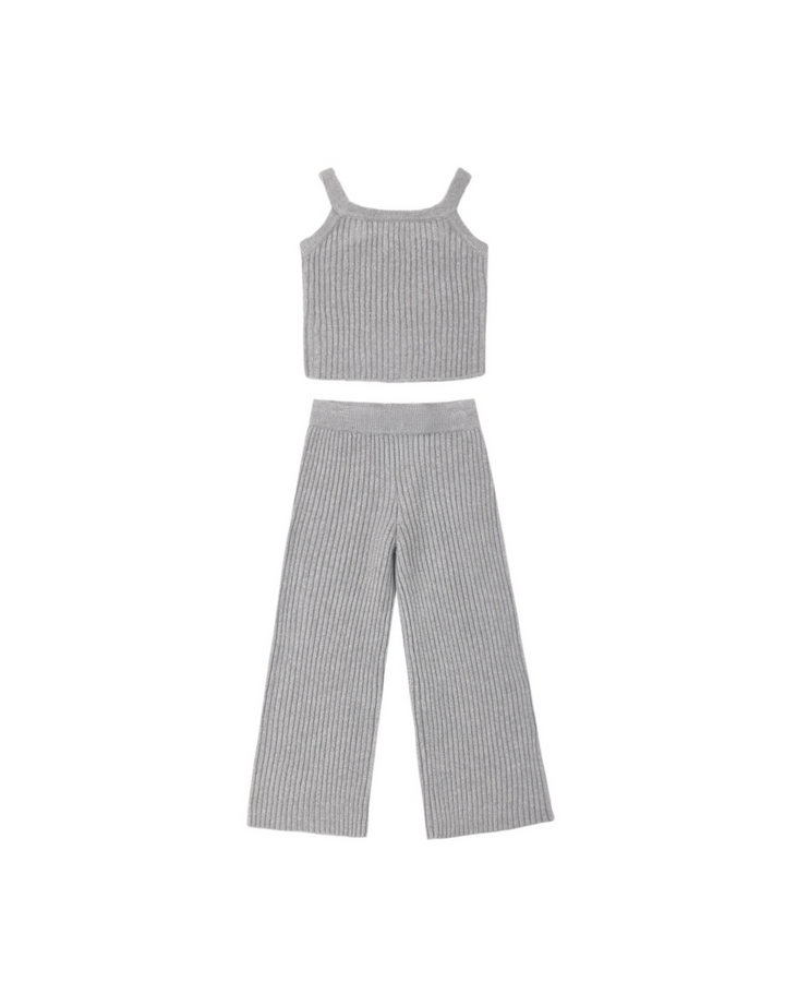 fuzzy knit lounge set || dusty blue