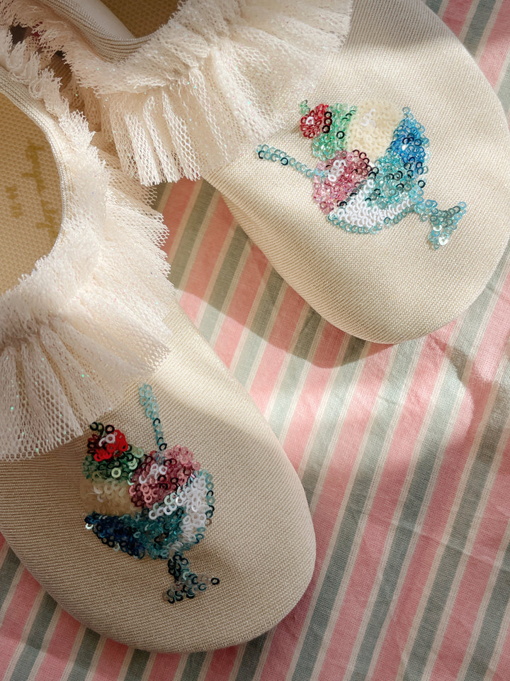 AMANDINE FRILL SWIM SHOES || ROSEWATER