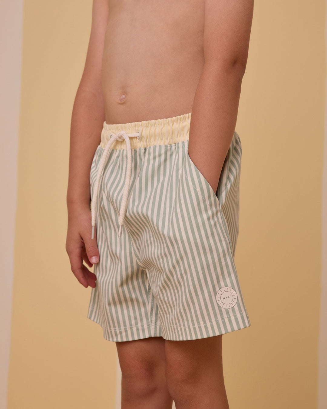 BOARD SHORT || SAGE STRIPE