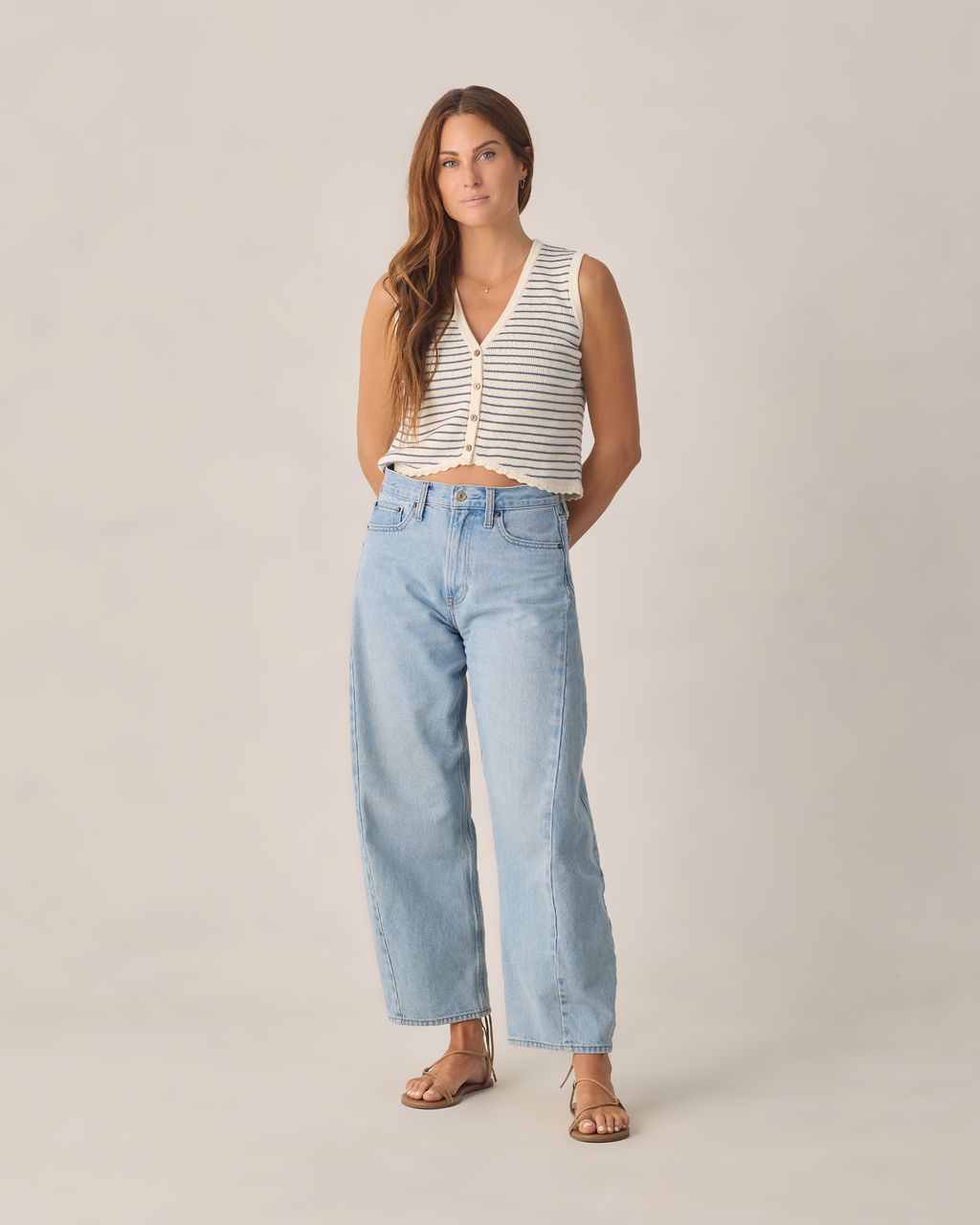 WOMEN'S KNIT VEST | MARINE STRIPE