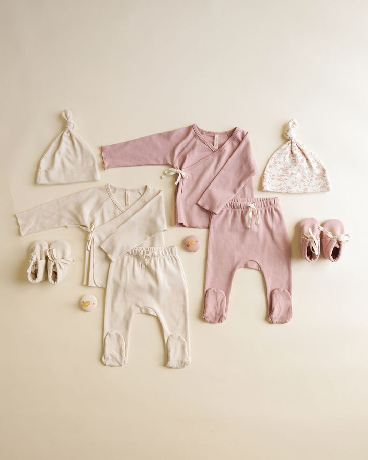 WRAP TOP + FOOTED PANT SET || ROSE