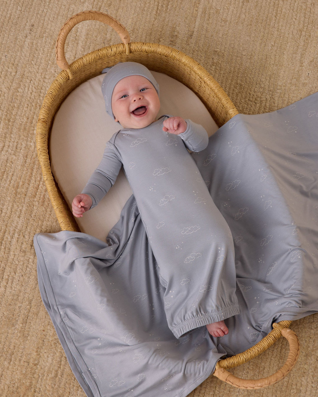 BAMBOO BABY GOWN + HAT SET || CLOUDS