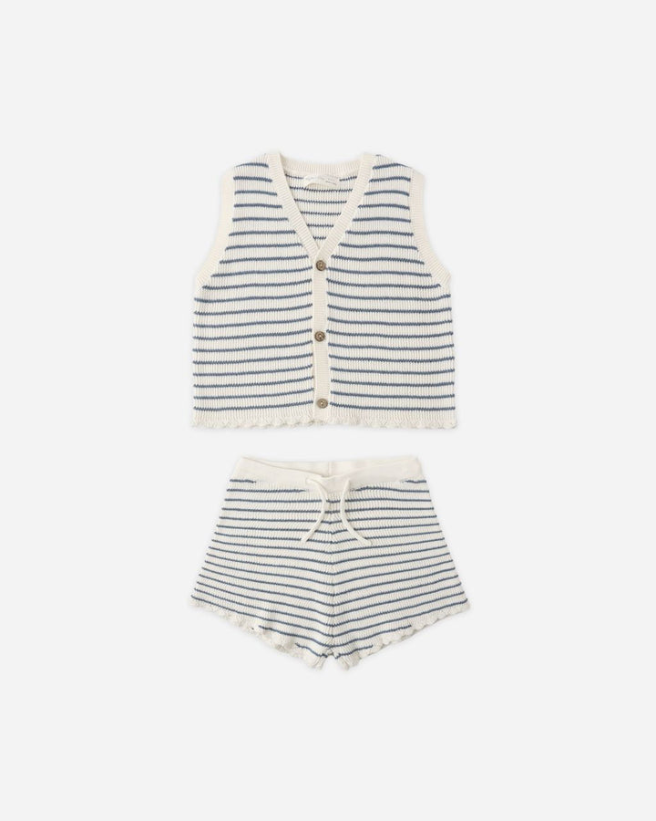 KNIT VEST SET || MARINE STRIPE