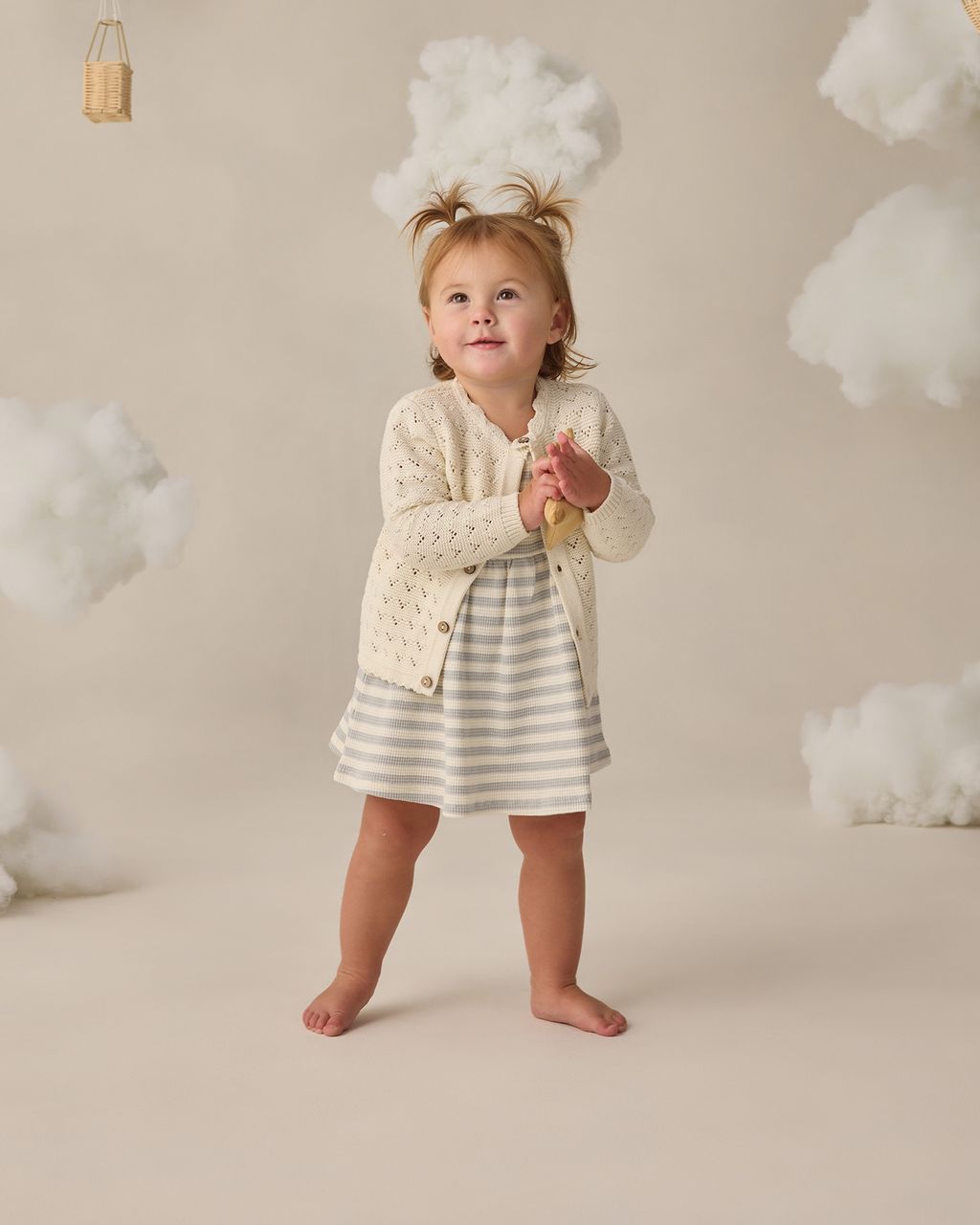 FLUTTER SLEEVE DRESS || SKY STRIPE