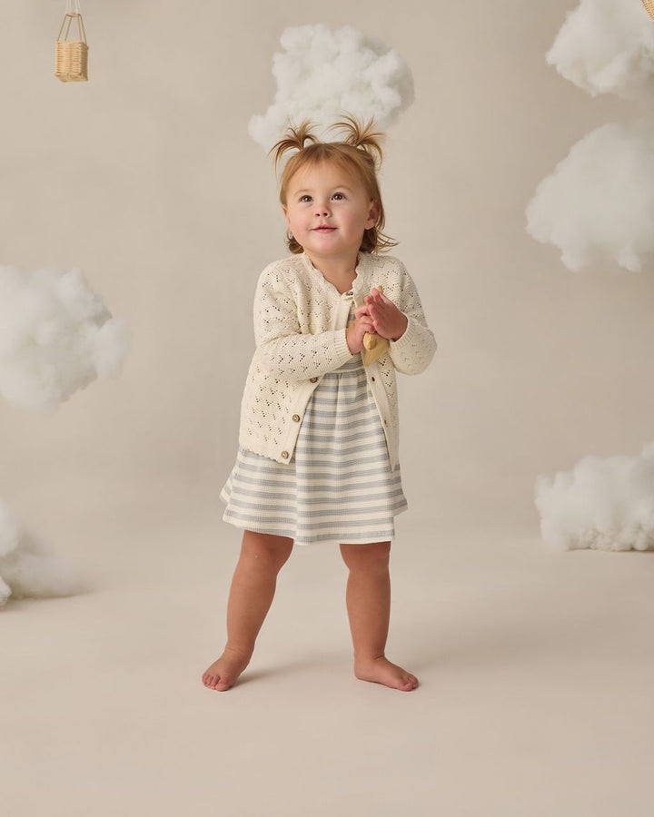 FLUTTER SLEEVE DRESS || SKY STRIPE
