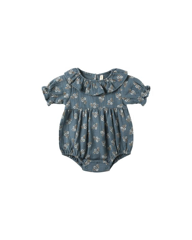 COLLARED ROMPER || BLUE FLORAL