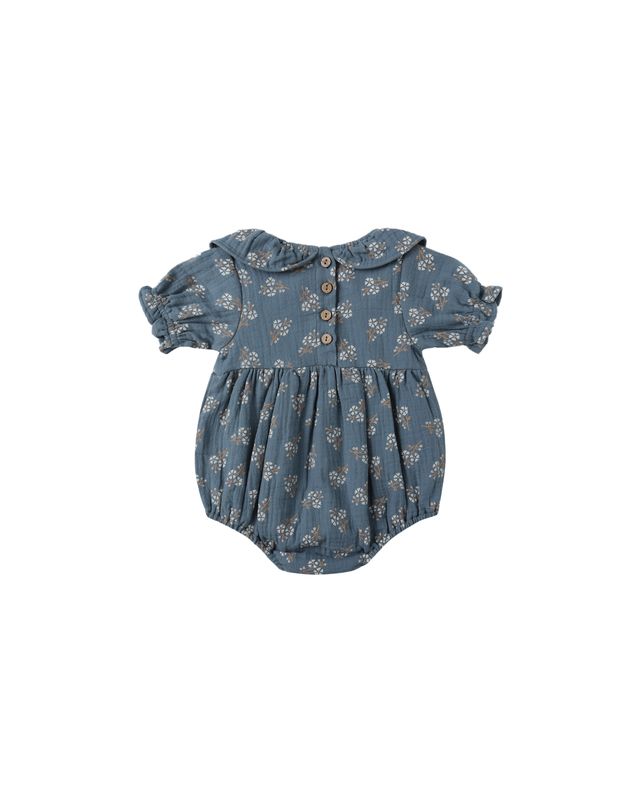 COLLARED ROMPER || BLUE FLORAL