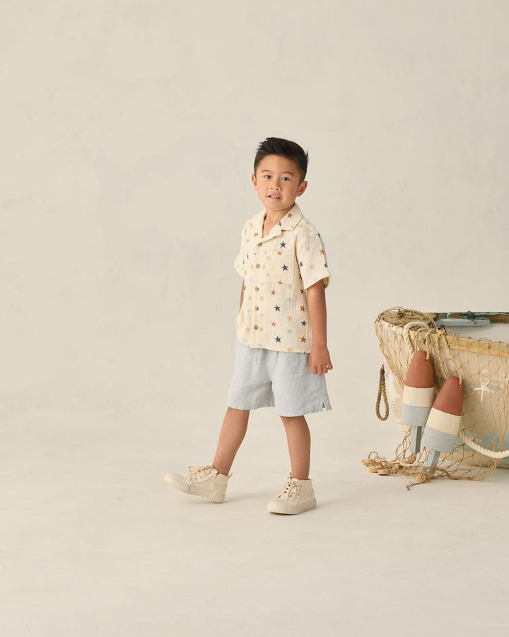 PERRY SHORT || HEATHERED LIGHT BLUE
