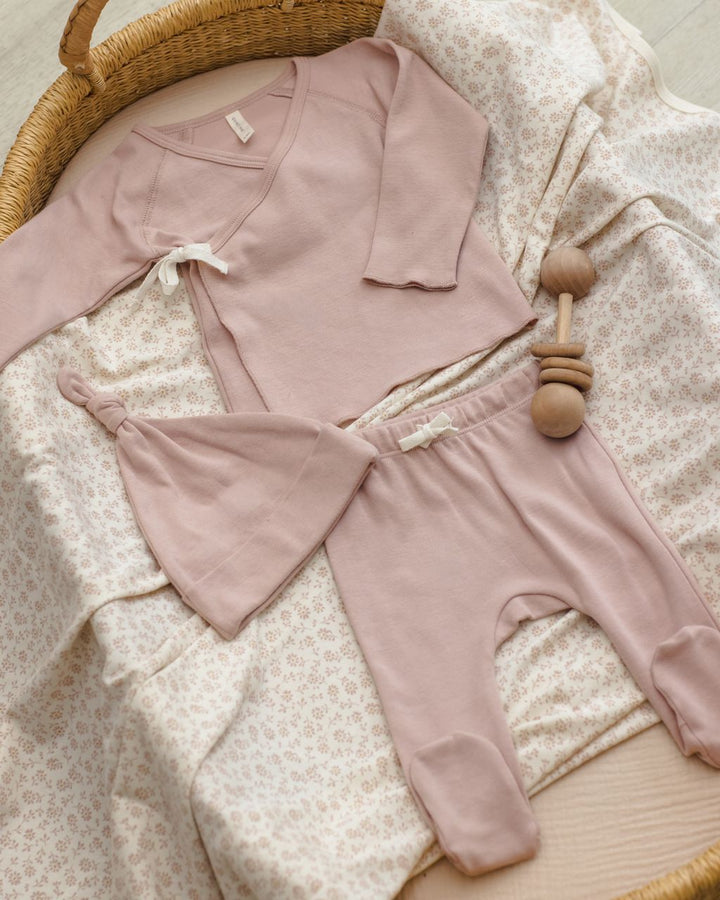 WRAP TOP + FOOTED PANT SET || BLUSH