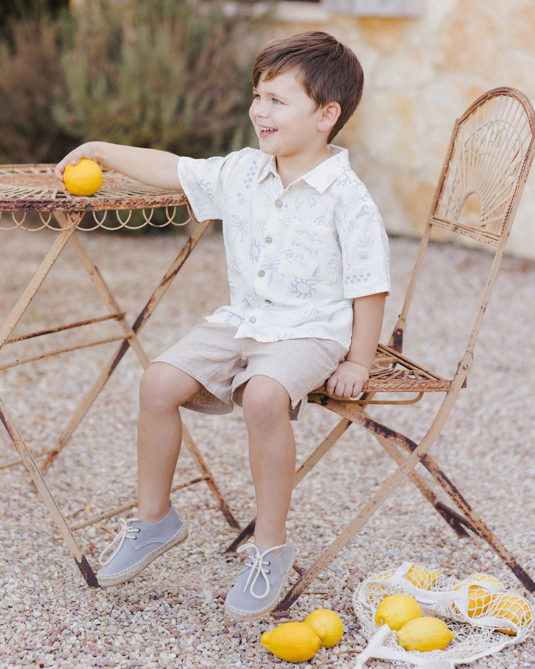 COLLARED SHORT SLEEVE SHIRT || MEDITERRANEAN