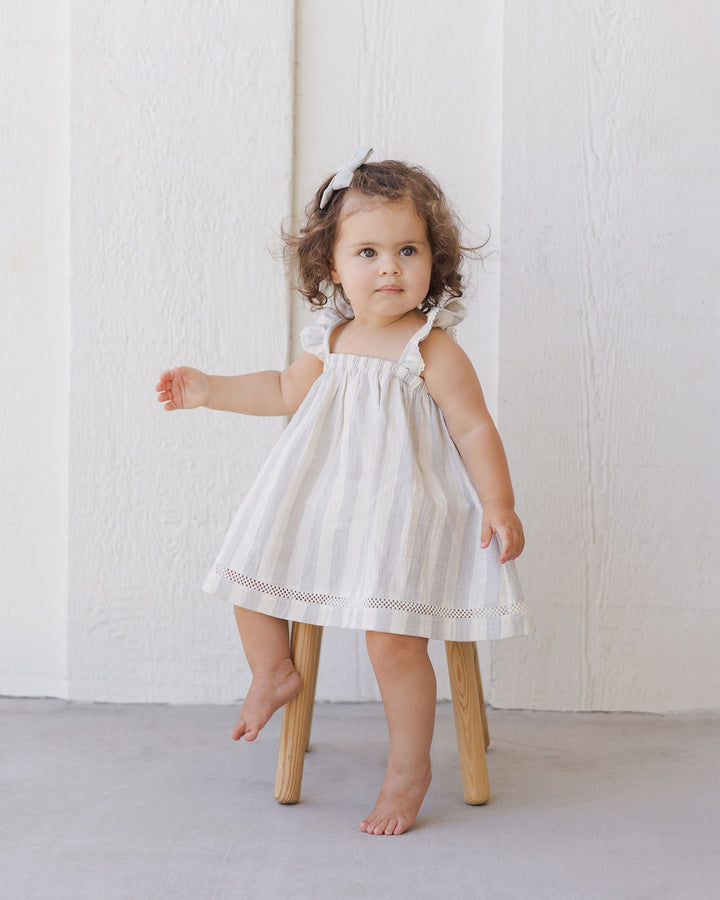 RUFFLED TANK DRESS || SKY STRIPE