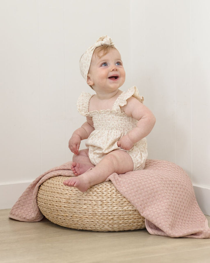 SMOCKED RUFFLE SLEEVE ROMPER || DITSY