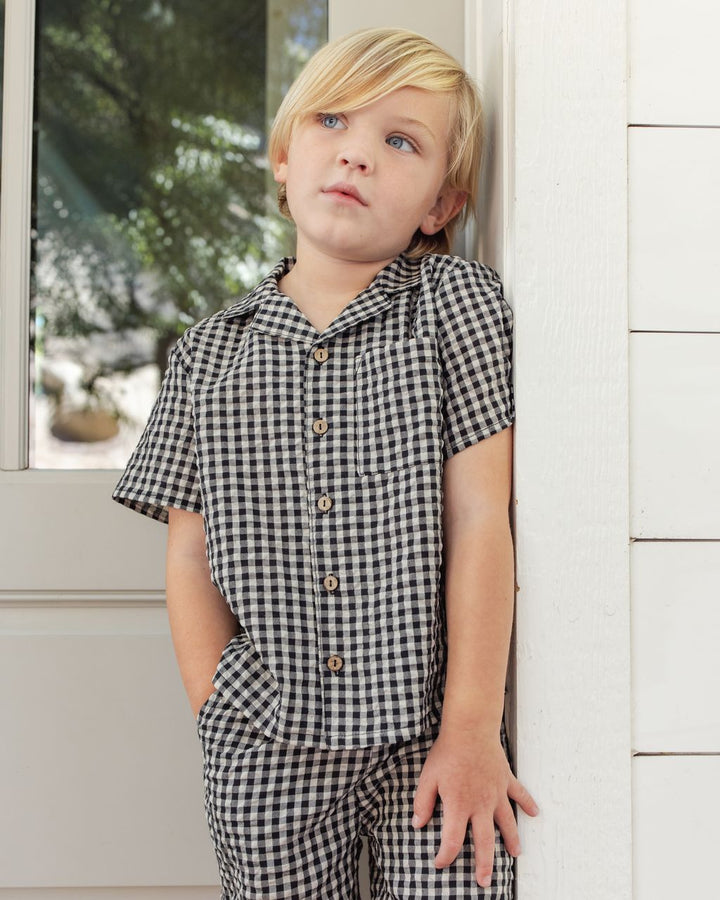 LAPEL COLLARED SHIRT || BLACK CHECK