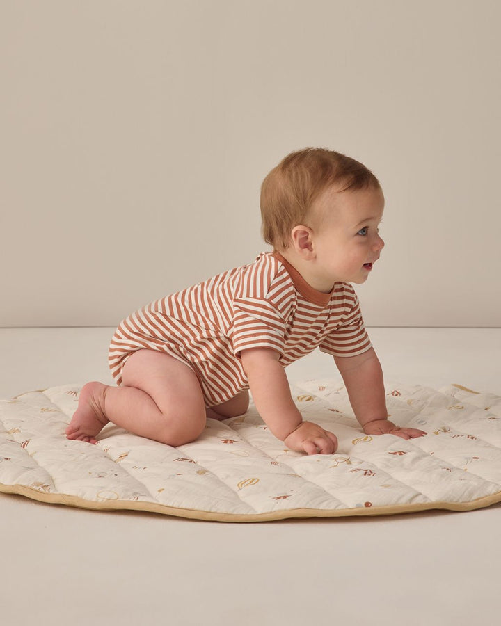 RELAXED BUBBLE ROMPER || POPPY STRIPE