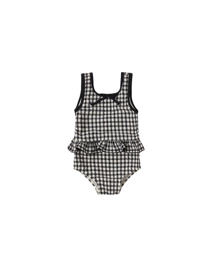 SKIRTED ONE-PIECE ||  BLACK GINGHAM