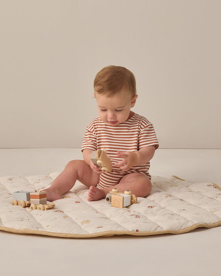 RELAXED BUBBLE ROMPER || POPPY STRIPE