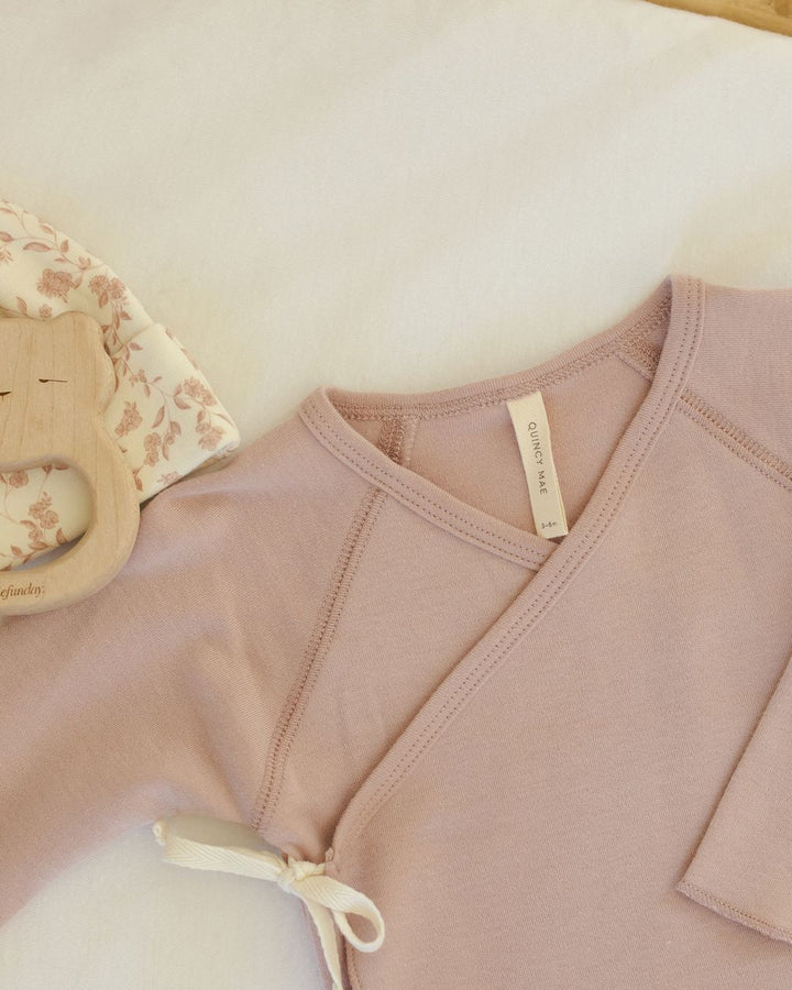WRAP TOP + FOOTED PANT SET || ROSE