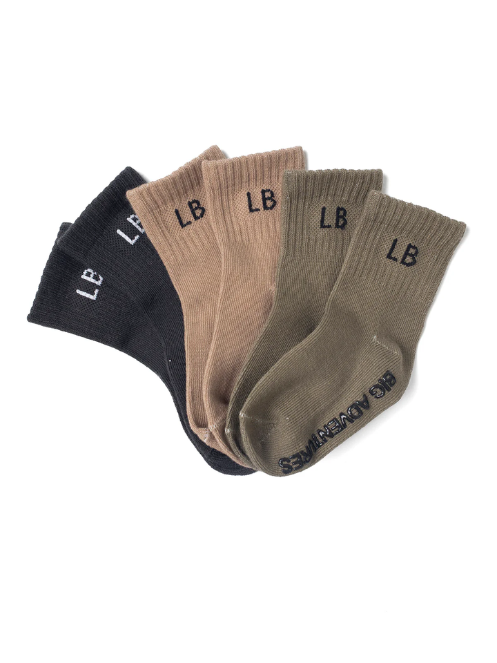 SOCK 3-PACK || CHARCOAL, TAUPE, DARK MOSS