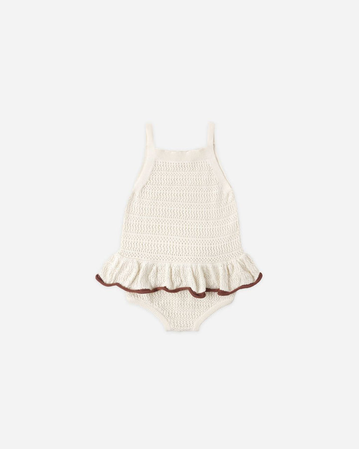CROCHET RUFFLE ROMPER || NATURAL